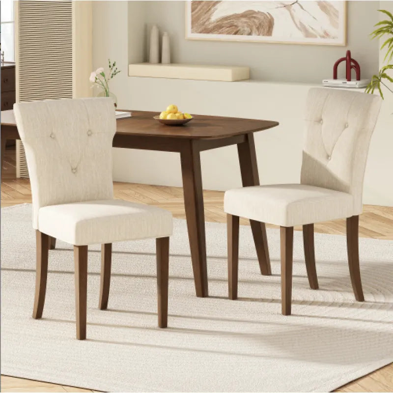 Mid-Century Rectangular Wood Dining Table – Walnut Rubber Wood with Faux Wood Top – 59.06"x35.43"