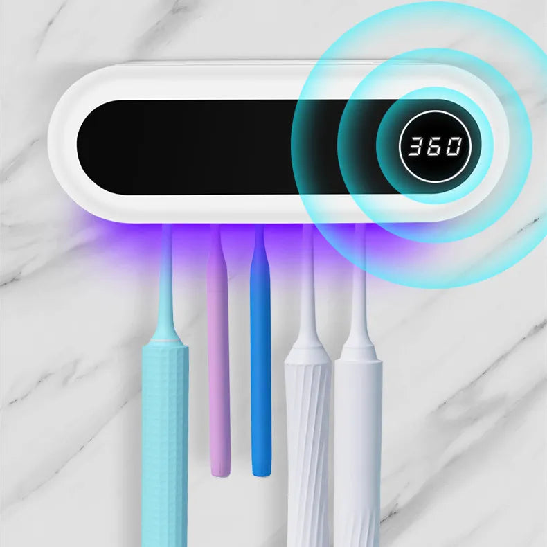 Smart Wall-Mounted Toothbrush Holder with UV Sterilizer & Automatic Toothpaste Dispenser