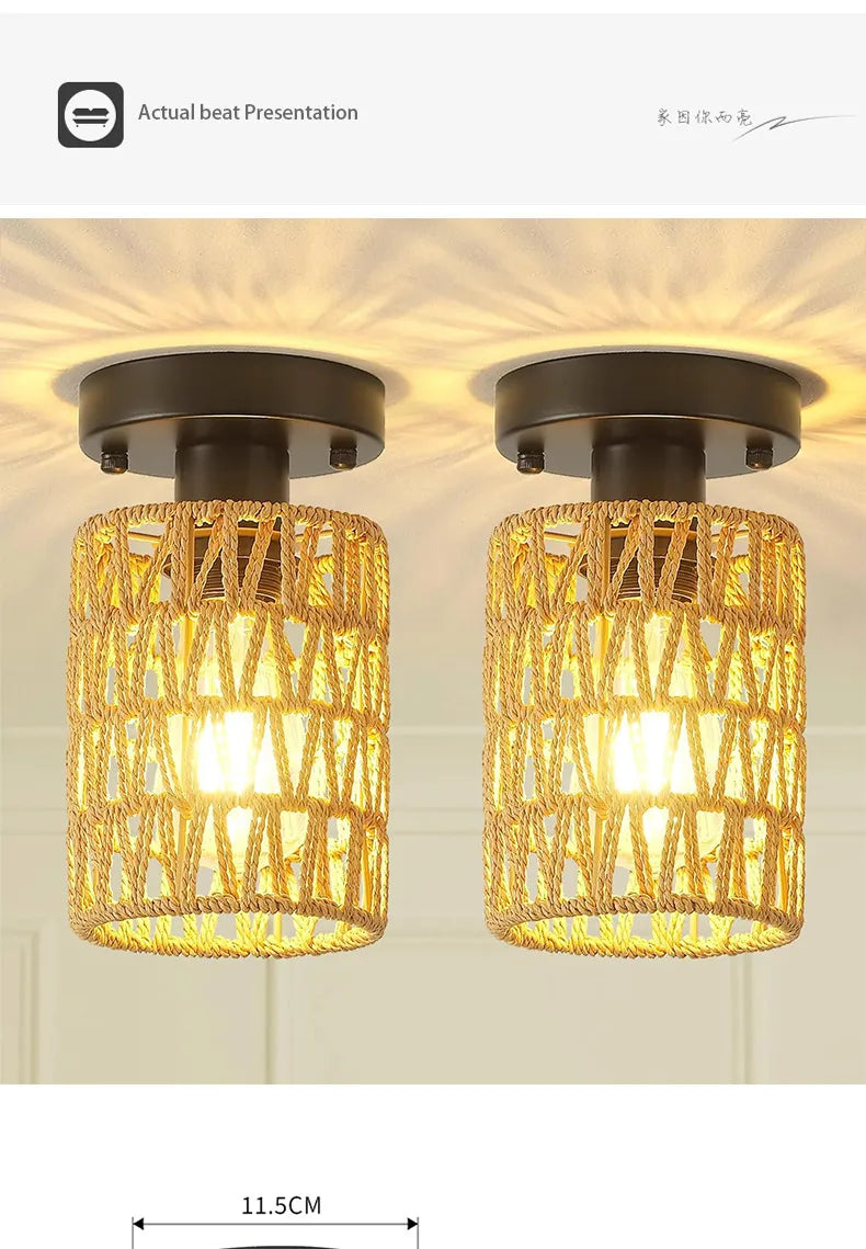 Chinese-Style Hemp Rope Woven Pendant Light – Tea Room | Bar | Inn