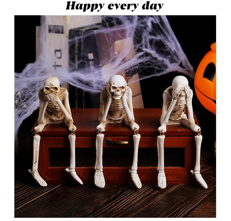 Halloween Skull Resin Decoration – Creepy Ghost Festival Atmosphere Ornament