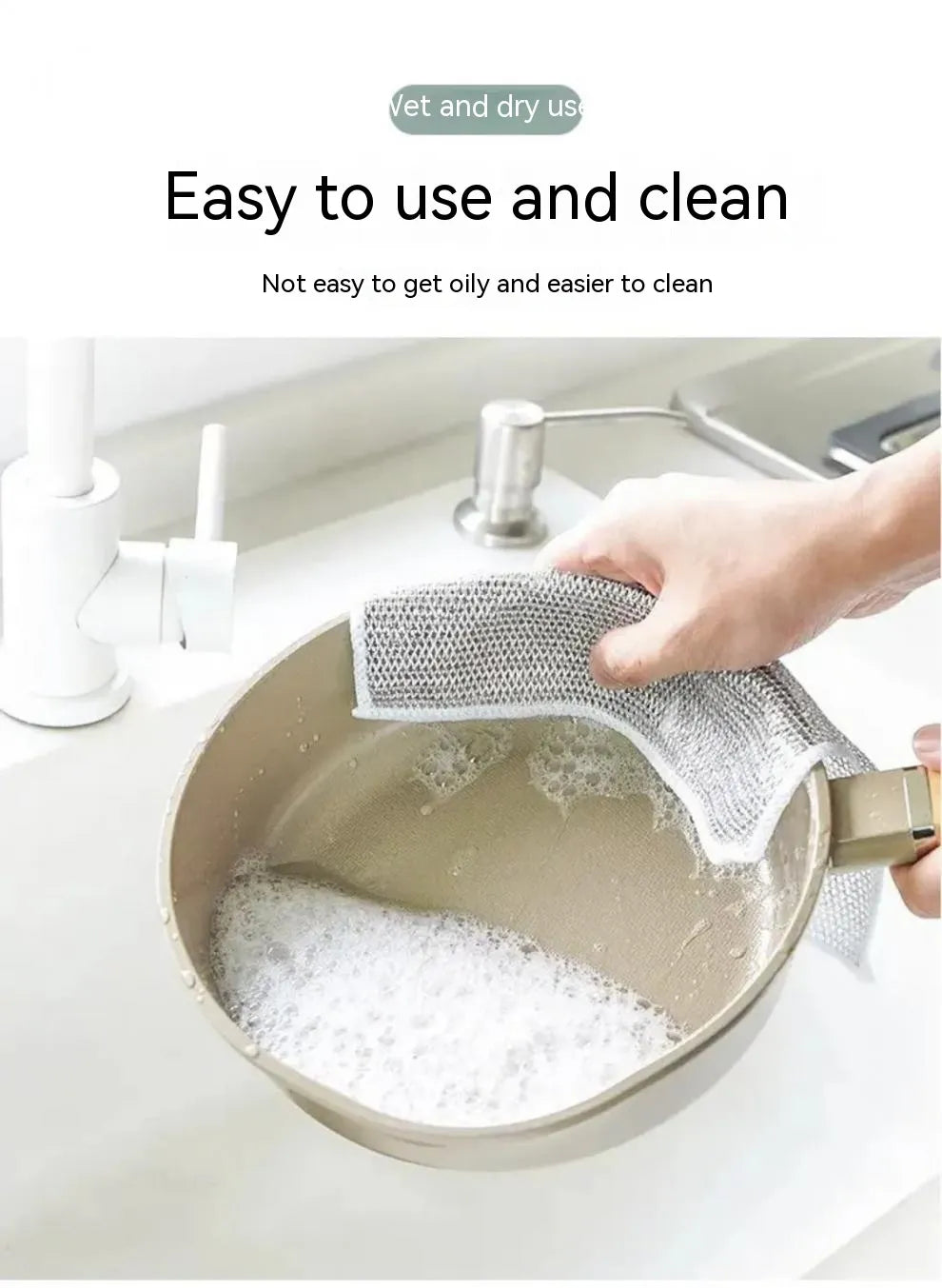 Steel Wire Ball Cleaning Cloth – Dual-Texture Kitchen Scrubber for Tough Grease & Dishes
