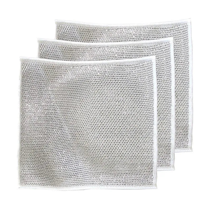 Steel Wire Ball Cleaning Cloth – Dual-Texture Kitchen Scrubber for Tough Grease & Dishes