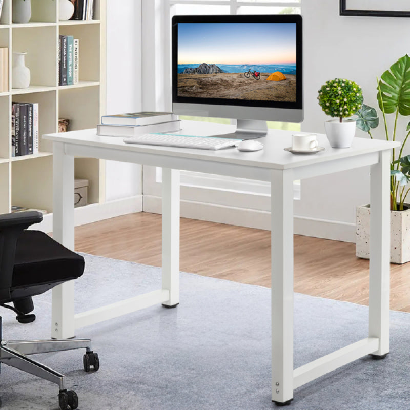 110cm Computer Desk – Minimalist Metal & Wood Study Table