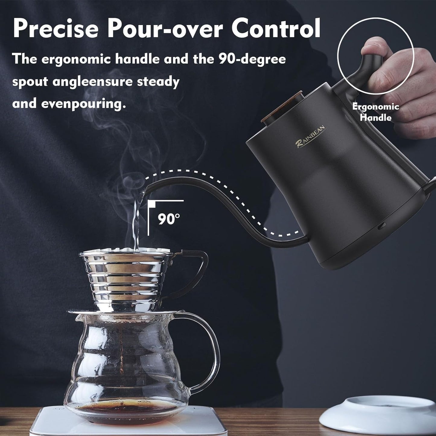 Gooseneck Electric Kettle – 1000W Fast Boil, 100% Stainless Steel Inner, BPA-Free with Auto Shutoff & Precision Pour