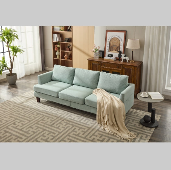 Modern Fabric 3-Seater Sofa with USB & Type-C – Light Green