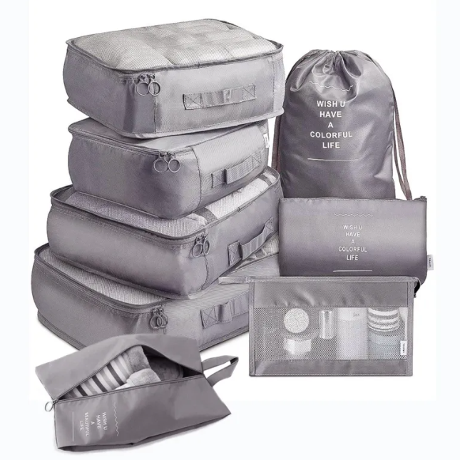 8-Piece Travel Packing Cube Set -Organizer Bags