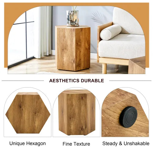 Modern MDF Coffee Table – Textured Hexagonal Accent Table