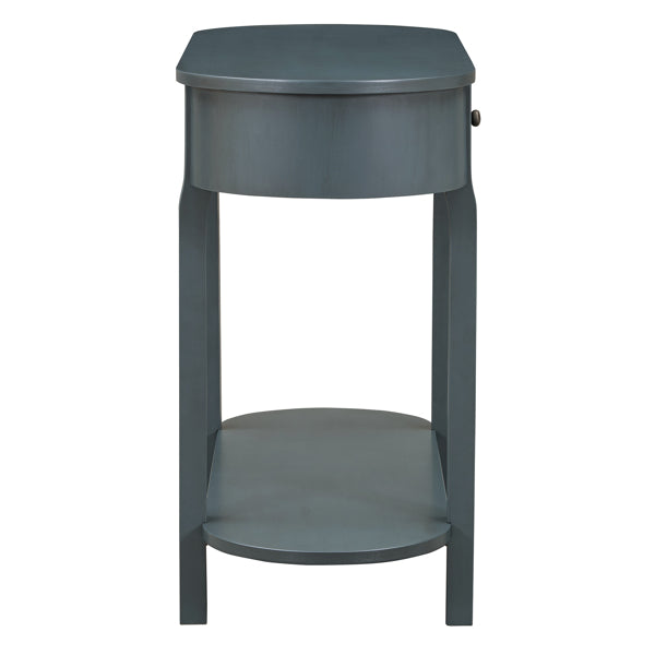 Elegant Retro Console Table – Vintage Navy Wooden Entryway Table with Drawers & Shelf
