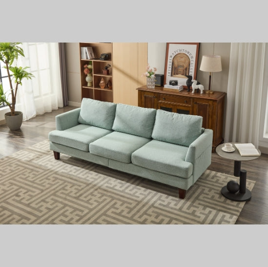 Modern Fabric 3-Seater Sofa with USB & Type-C – Light Green