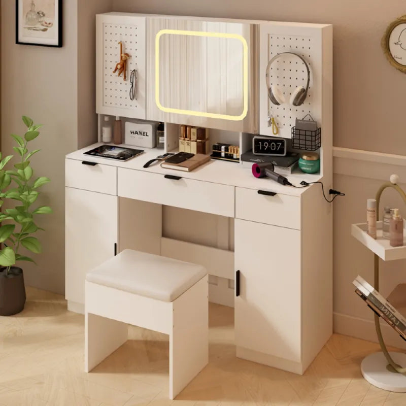 Dressing Table Set with Mirror and Storage