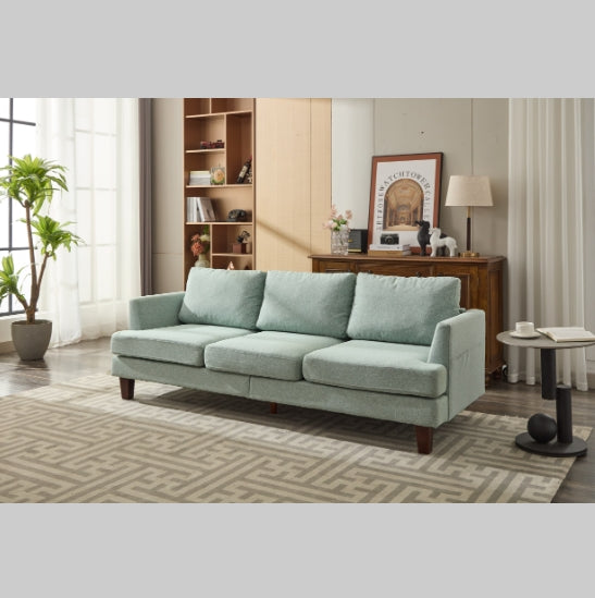 Modern Fabric 3-Seater Sofa with USB & Type-C – Light Green