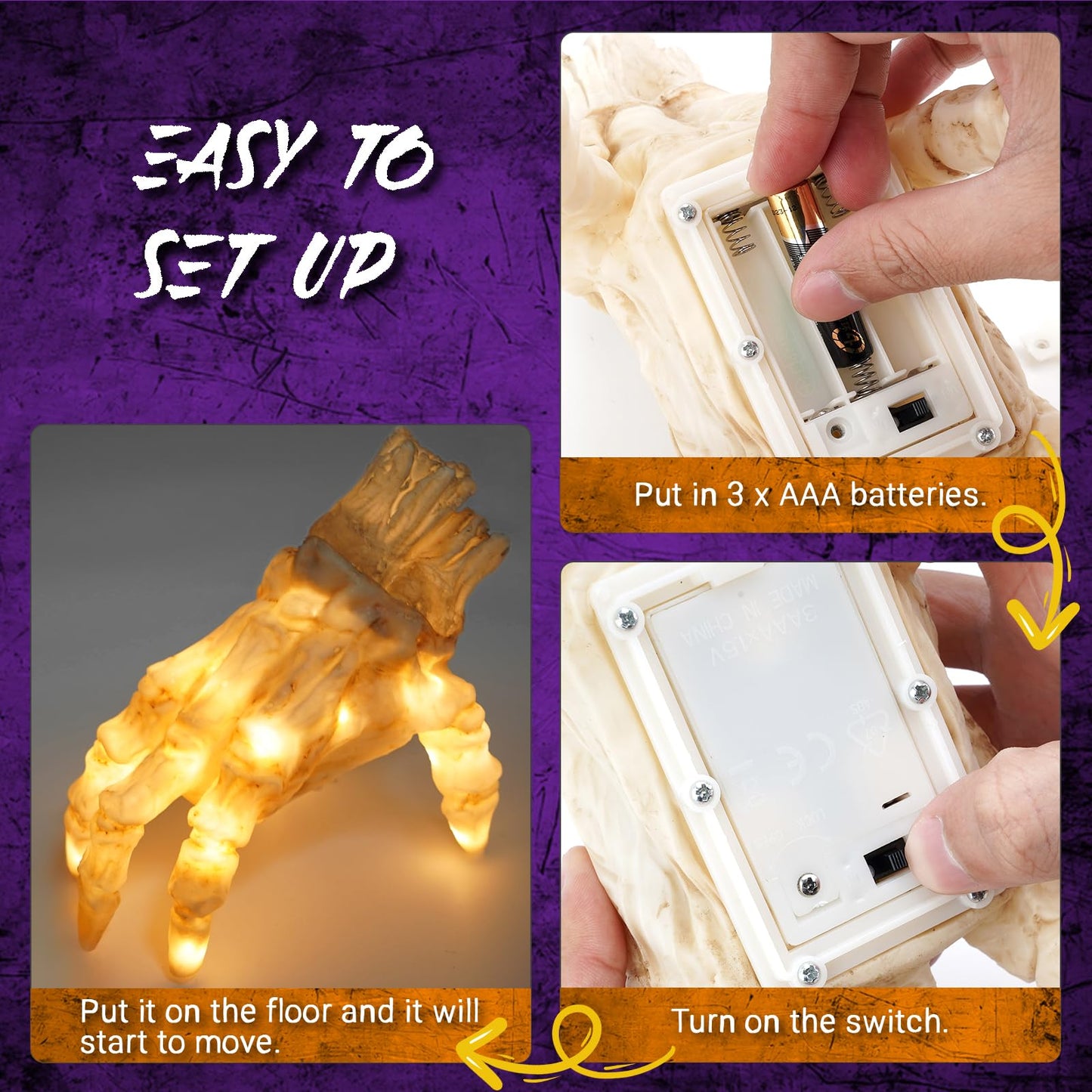 Halloween Electric Crawling Zombie Hand – Luminous Motion Sensor Prop with Spooky Sound