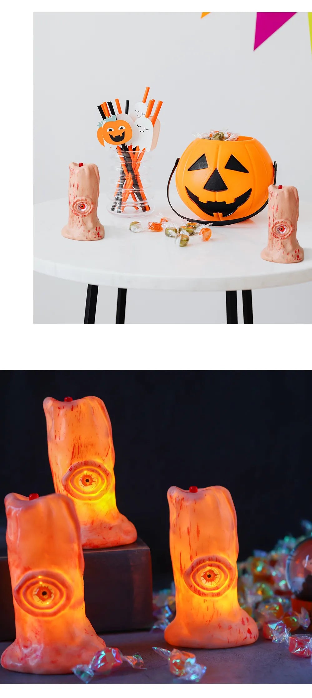 Halloween Blood Eye LED Lamp – Light-Up Electronic Candle with Creepy Glow