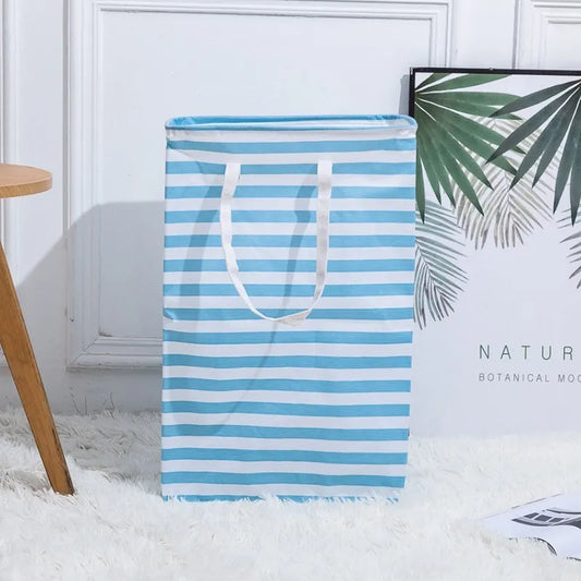 Foldable Moisture‑Proof Striped Laundry Basket – Collapsible Dirty Clothes Hamper