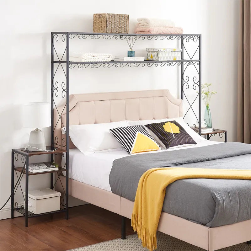 Modern Queen Headboard with Built-In Storage Shelves
