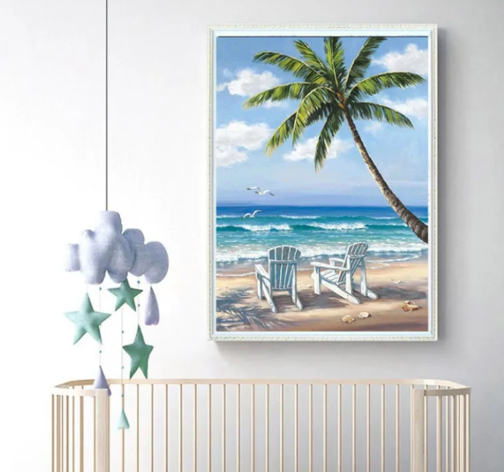 DIY Full Diamond Painting – Seaside Beach Scenery (Frameless)