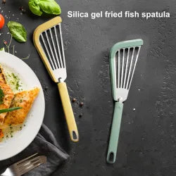 3 in 1 Silicone Frying Spatula Clip – Multi Function Slotted Turner, Scraper & Food Clamp