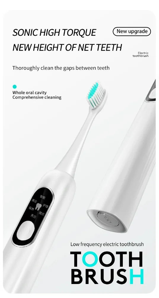 White Low-Frequency Rechargeable Electric Toothbrush – Gentle Daily Clean