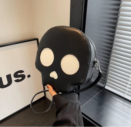 Cute Skull Round Crossbody Bag – Halloween Fashion Shoulder Bag for Girls