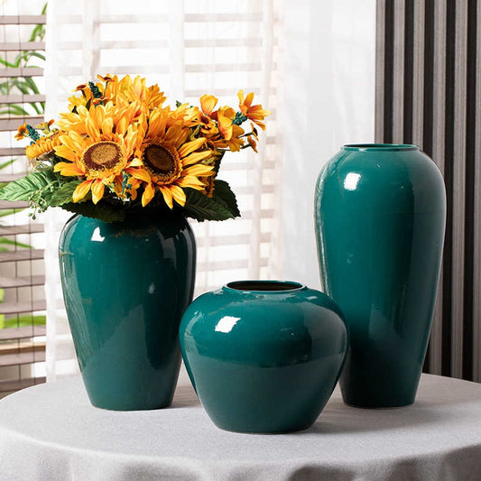 Simple Modern Green Ceramic Vase – European Style Table Flower Stand