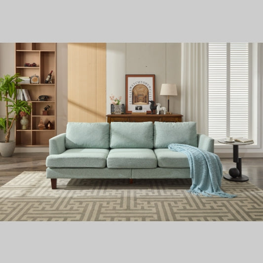 Modern Fabric 3-Seater Sofa with USB & Type-C – Light Green