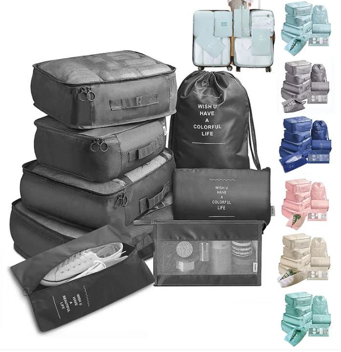 8-Piece Travel Packing Cube Set -Organizer Bags