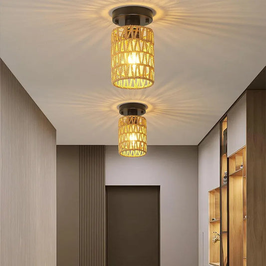 Chinese-Style Hemp Rope Woven Pendant Light – Tea Room | Bar | Inn