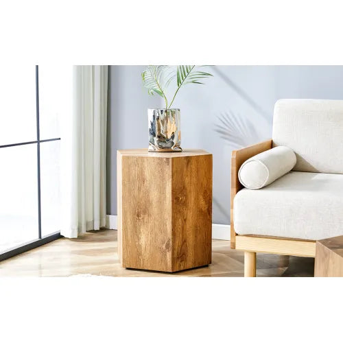 Modern MDF Coffee Table – Textured Hexagonal Accent Table