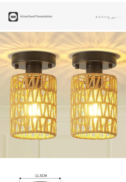 Chinese-Style Hemp Rope Woven Pendant Light – Tea Room | Bar | Inn