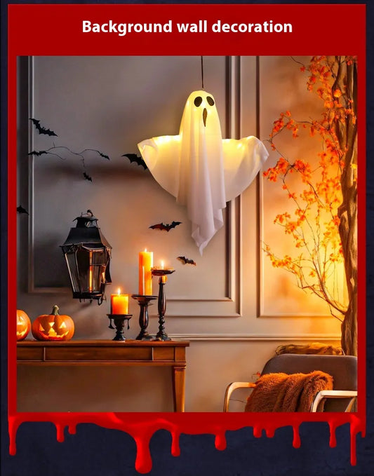 Halloween Glowing Scream Ghost Decoration – LED Light-Up Hanging Prop