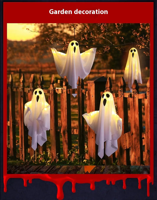 Halloween Glowing Scream Ghost Decoration – LED Light-Up Hanging Prop