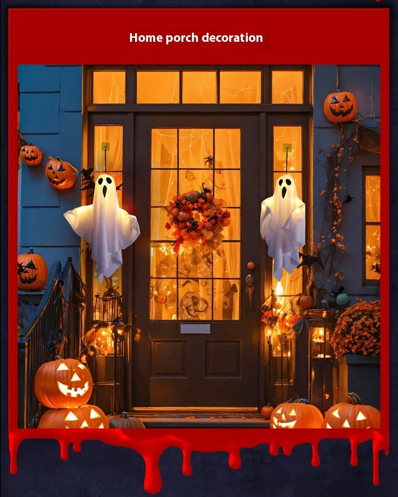 Halloween Glowing Scream Ghost Decoration – LED Light-Up Hanging Prop