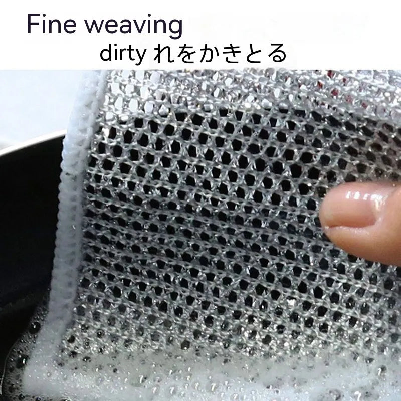 Steel Wire Ball Cleaning Cloth – Dual-Texture Kitchen Scrubber for Tough Grease & Dishes