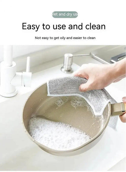 Steel Wire Ball Cleaning Cloth – Dual-Texture Kitchen Scrubber for Tough Grease & Dishes