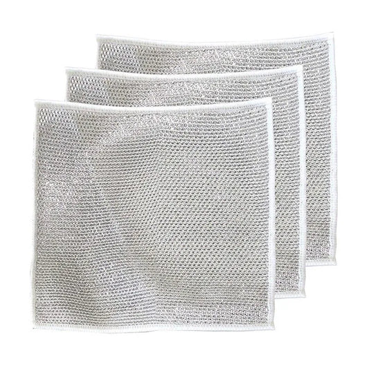 Steel Wire Ball Cleaning Cloth – Dual-Texture Kitchen Scrubber for Tough Grease & Dishes