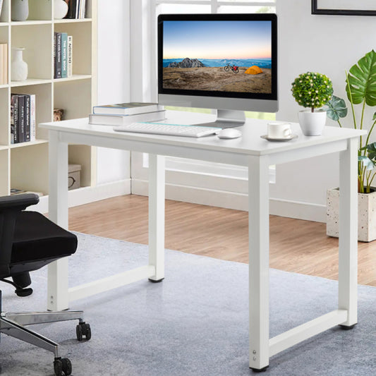 110cm Computer Desk – Minimalist Metal & Wood Study Table