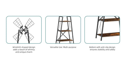Windmill™ 4Tier Bookshelf – Modern Industrial Metal & Wood Shelving Unit