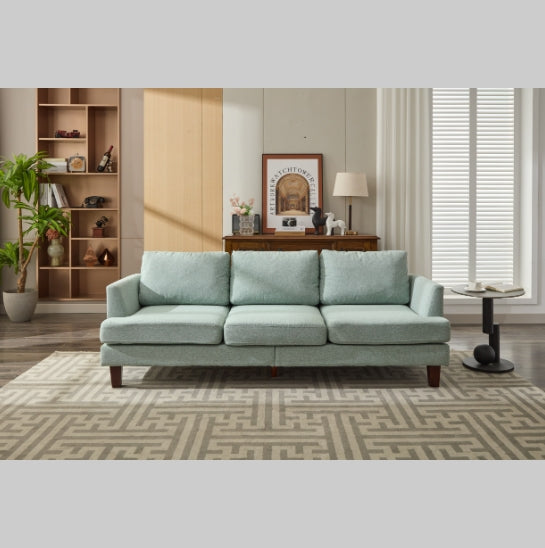 Modern Fabric 3-Seater Sofa with USB & Type-C – Light Green