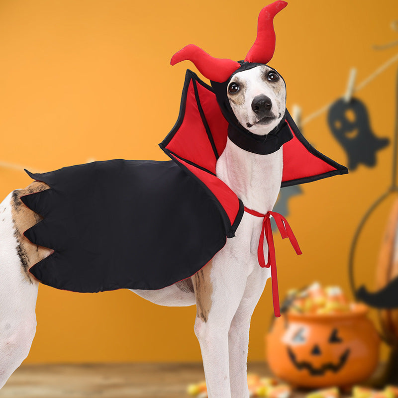 Halloween Vampire Cloak & Hat Costume for Pets – Black Polyester Cape for Cats & Dogs