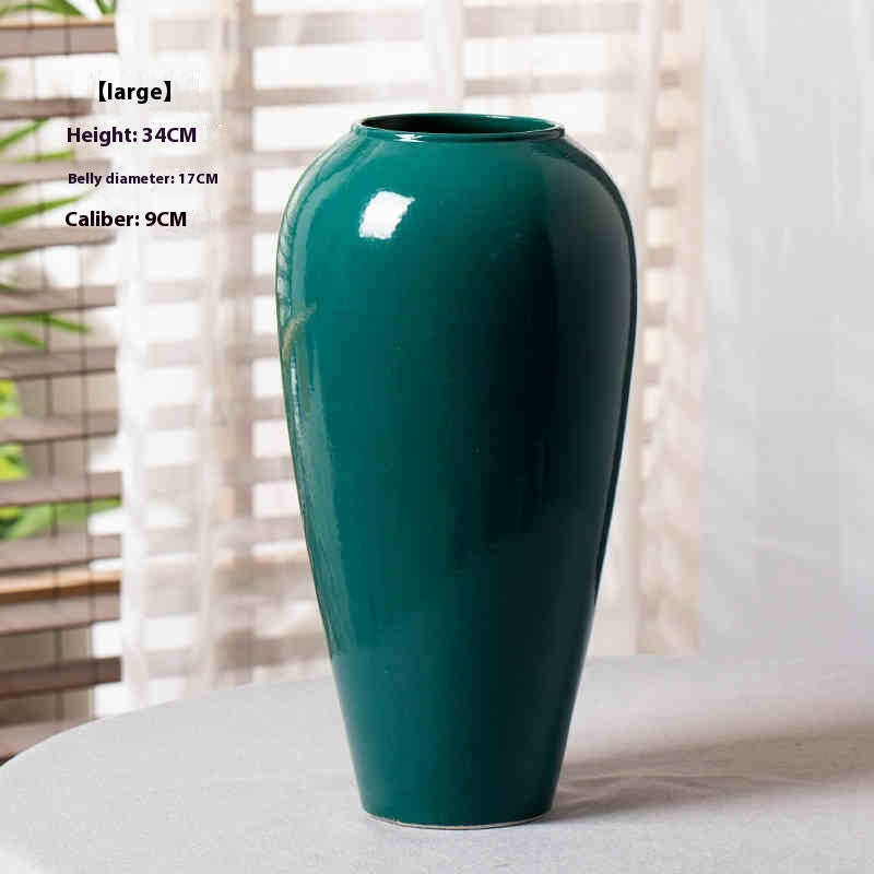 Simple Modern Green Ceramic Vase – European Style Table Flower Stand