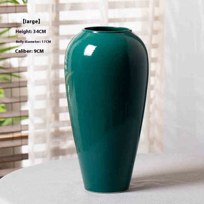 Simple Modern Green Ceramic Vase – European Style Table Flower Stand