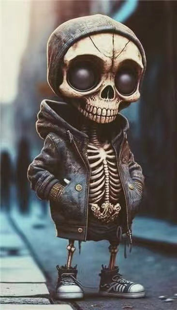 Halloween Skeleton Figurine – Resin Skull Doll Ornament for Spooky Home Decor