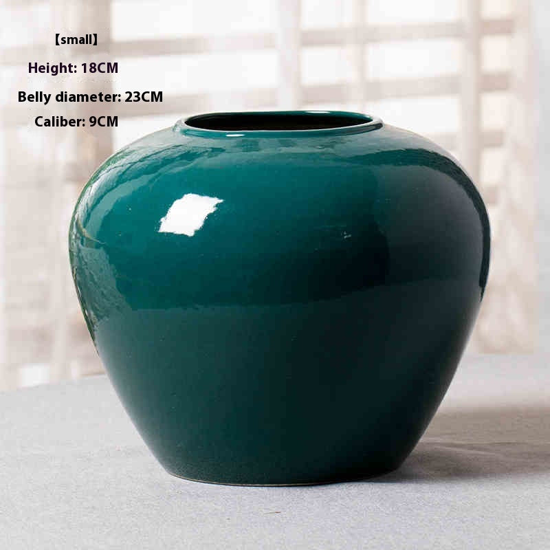 Simple Modern Green Ceramic Vase – European Style Table Flower Stand