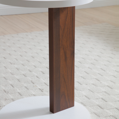 C-Shaped End Table – Small Sofa Side Table with Wood Frame for Living Room, Bedroom, or Bedside, White & Walnut
