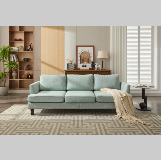Modern Fabric 3-Seater Sofa with USB & Type-C – Light Green