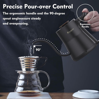 Gooseneck Electric Kettle – 1000W Fast Boil, 100% Stainless Steel Inner, BPA-Free with Auto Shutoff & Precision Pour