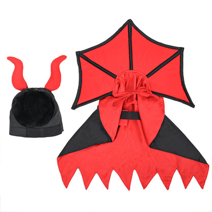 Halloween Vampire Cloak & Hat Costume for Pets – Black Polyester Cape for Cats & Dogs