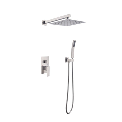 Luxury Rain & Hand‑Held Shower Combo – Brushed Nickel Wall‑Mounted Set