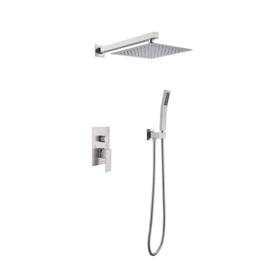 Luxury Rain & Hand‑Held Shower Combo – Brushed Nickel Wall‑Mounted Set