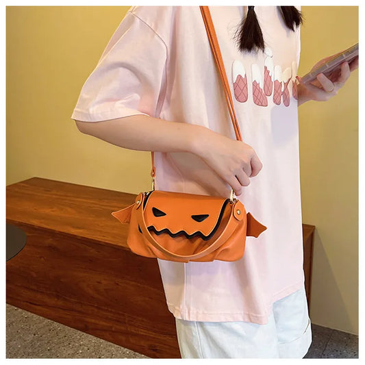 Funny Pumpkin Face Halloween Crossbody Bag – Street‑Trend Niche Bag for Women